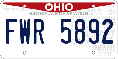 OH license plate FWR5892