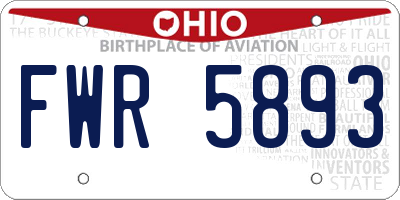OH license plate FWR5893