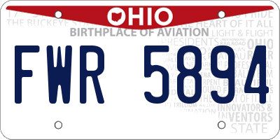 OH license plate FWR5894