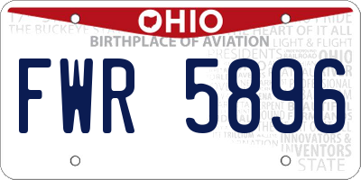 OH license plate FWR5896