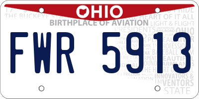 OH license plate FWR5913