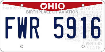 OH license plate FWR5916