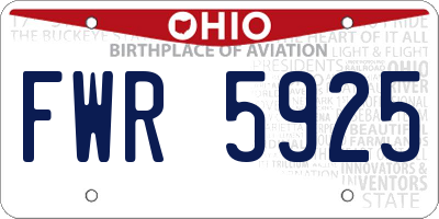 OH license plate FWR5925