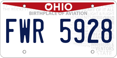 OH license plate FWR5928