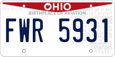 OH license plate FWR5931