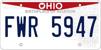 OH license plate FWR5947