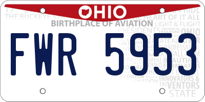 OH license plate FWR5953