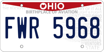 OH license plate FWR5968