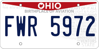 OH license plate FWR5972
