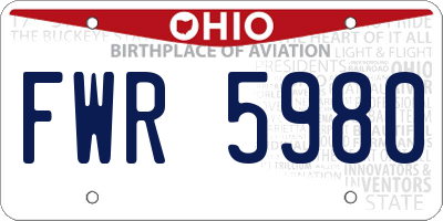 OH license plate FWR5980