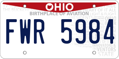 OH license plate FWR5984