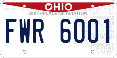 OH license plate FWR6001