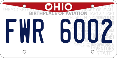 OH license plate FWR6002