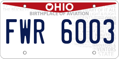OH license plate FWR6003