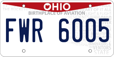 OH license plate FWR6005