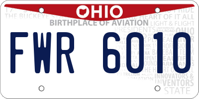 OH license plate FWR6010