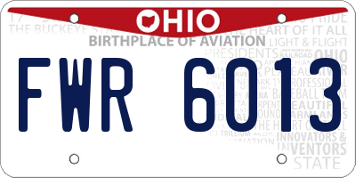 OH license plate FWR6013