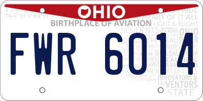 OH license plate FWR6014