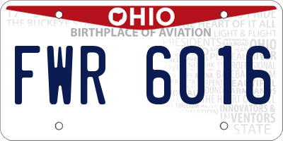 OH license plate FWR6016