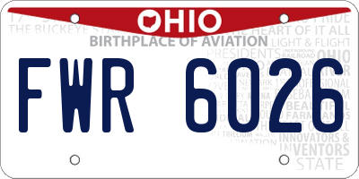OH license plate FWR6026