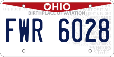OH license plate FWR6028
