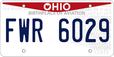 OH license plate FWR6029