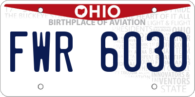 OH license plate FWR6030