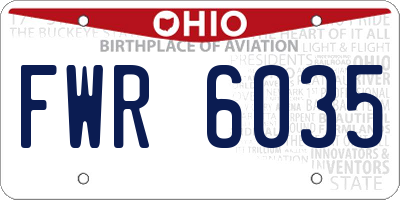 OH license plate FWR6035