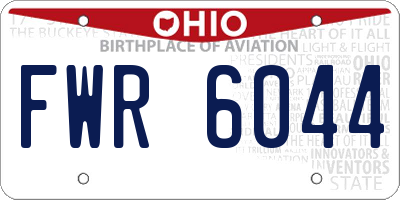 OH license plate FWR6044