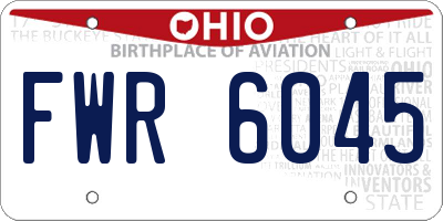 OH license plate FWR6045