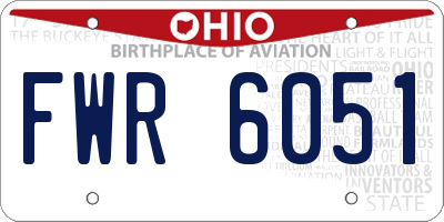 OH license plate FWR6051