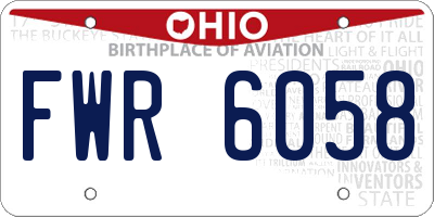 OH license plate FWR6058