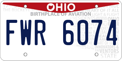 OH license plate FWR6074