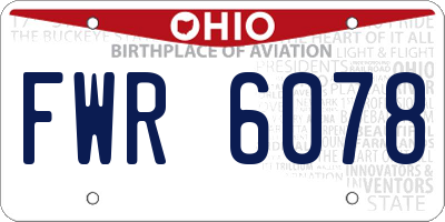 OH license plate FWR6078