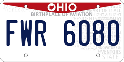 OH license plate FWR6080
