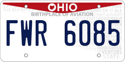 OH license plate FWR6085