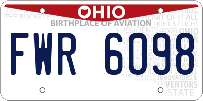 OH license plate FWR6098