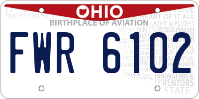 OH license plate FWR6102