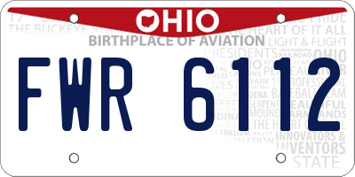 OH license plate FWR6112