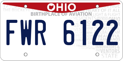 OH license plate FWR6122