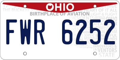 OH license plate FWR6252