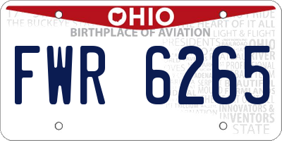 OH license plate FWR6265