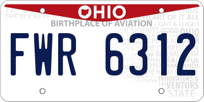 OH license plate FWR6312