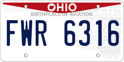 OH license plate FWR6316