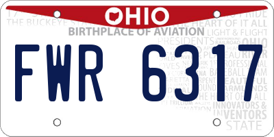OH license plate FWR6317