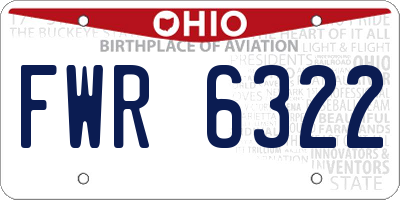 OH license plate FWR6322