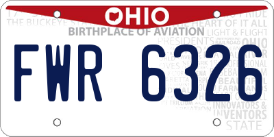 OH license plate FWR6326