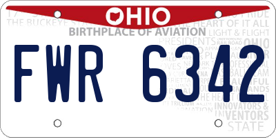 OH license plate FWR6342
