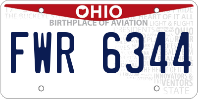 OH license plate FWR6344