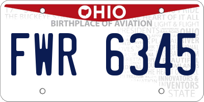 OH license plate FWR6345